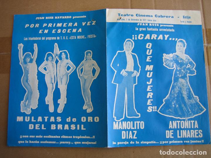 Carteles espect&aacute;culos: Antiguo programa teatro cinema Cabrera. Ecija - Foto 3