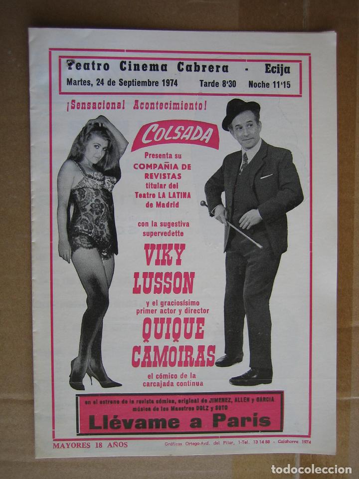 Carteles espect&aacute;culos: Antiguo programa teatro cinema Cabrera. Ecija - Foto 1