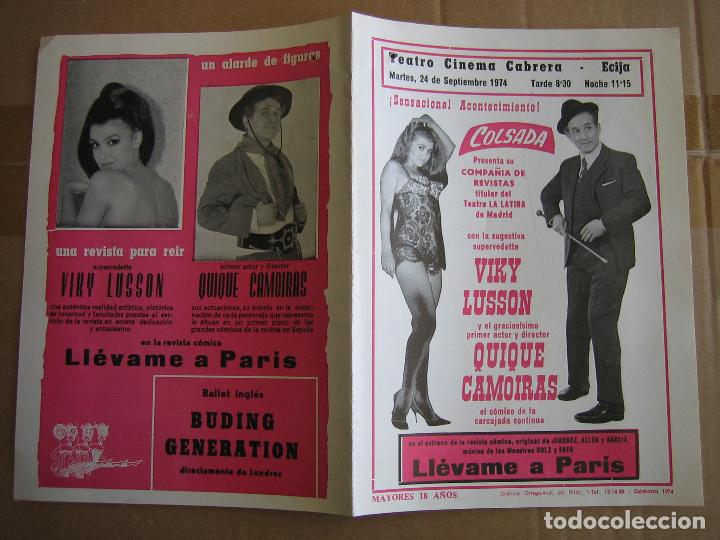 Carteles espect&aacute;culos: Antiguo programa teatro cinema Cabrera. Ecija - Foto 3
