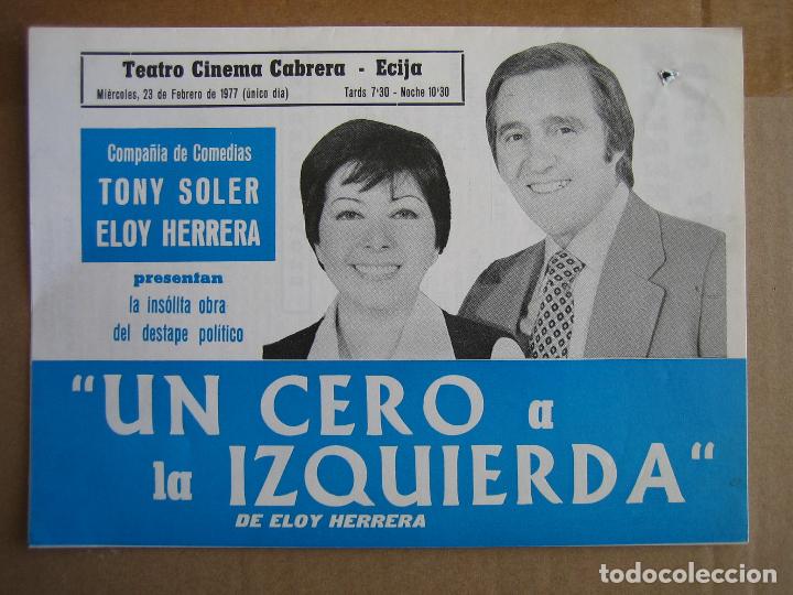 Carteles espect&aacute;culos: Antiguo programa teatro cinema Cabrera. Ecija - Foto 1