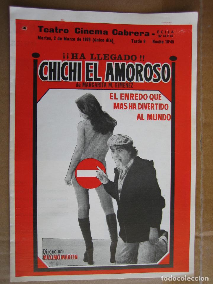 Carteles espect&aacute;culos: Antiguo programa teatro cinema Cabrera. Ecija - Foto 1
