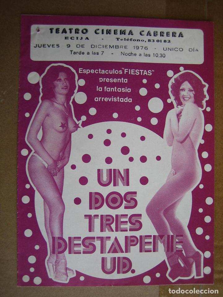 Carteles espect&aacute;culos: Antiguo programa Teatro cinema Cabrera. Ecija 1976 - Foto 1