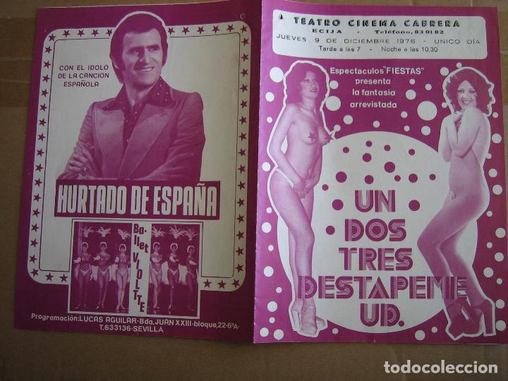Carteles espect&aacute;culos: Antiguo programa Teatro cinema Cabrera. Ecija 1976 - Foto 3