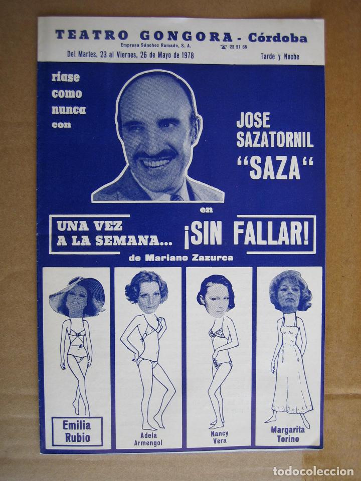 Carteles espect&aacute;culos: Antiguo programa Teatro Gongora. C&oacute;rdoba 1978 - Foto 1