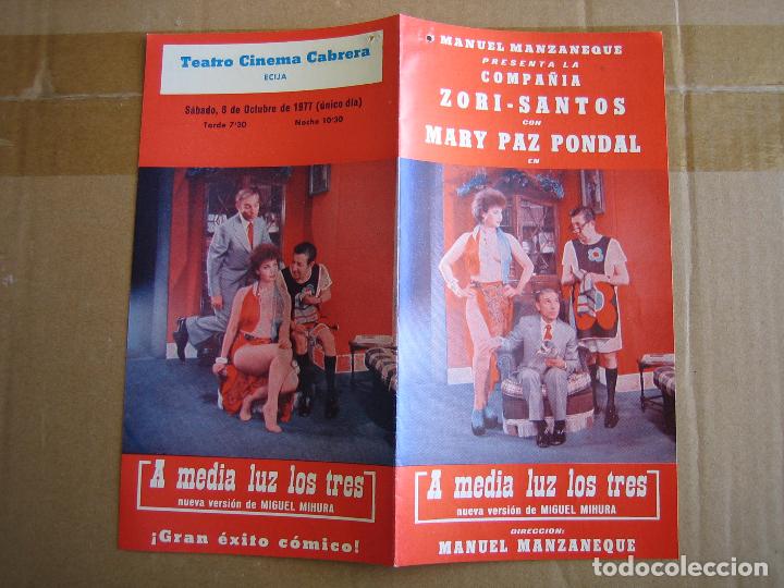 Carteles espect&aacute;culos: Antiguo programa teatro cinema Cabrera. Ecija 1977 - Foto 3