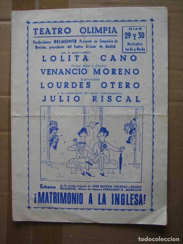 Carteles espect&aacute;culos: Antiguo programa teatro Olimpia. Compa&ntilde;&iacute;a de revistas Belmonte - Foto 1