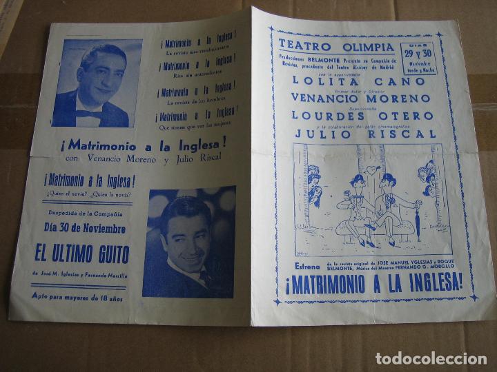 Carteles espect&aacute;culos: Antiguo programa teatro Olimpia. Compa&ntilde;&iacute;a de revistas Belmonte - Foto 3