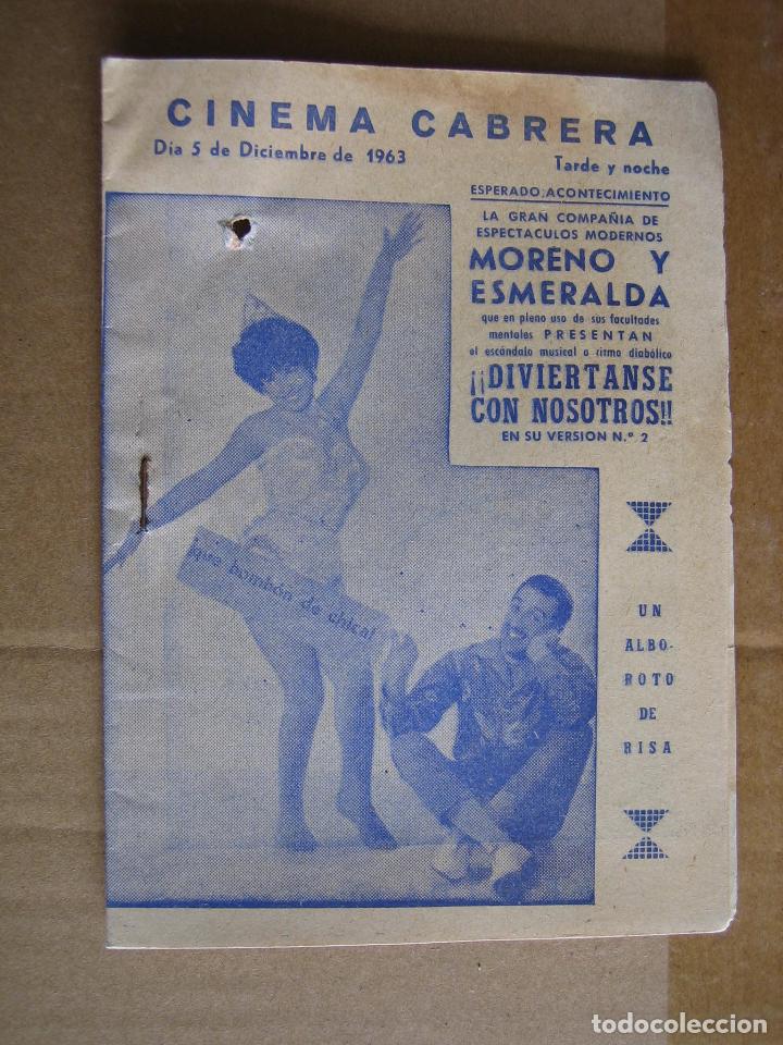 Carteles espect&aacute;culos: Antiguo programa Cinema Cabrera. Ecija 1963 - Foto 1