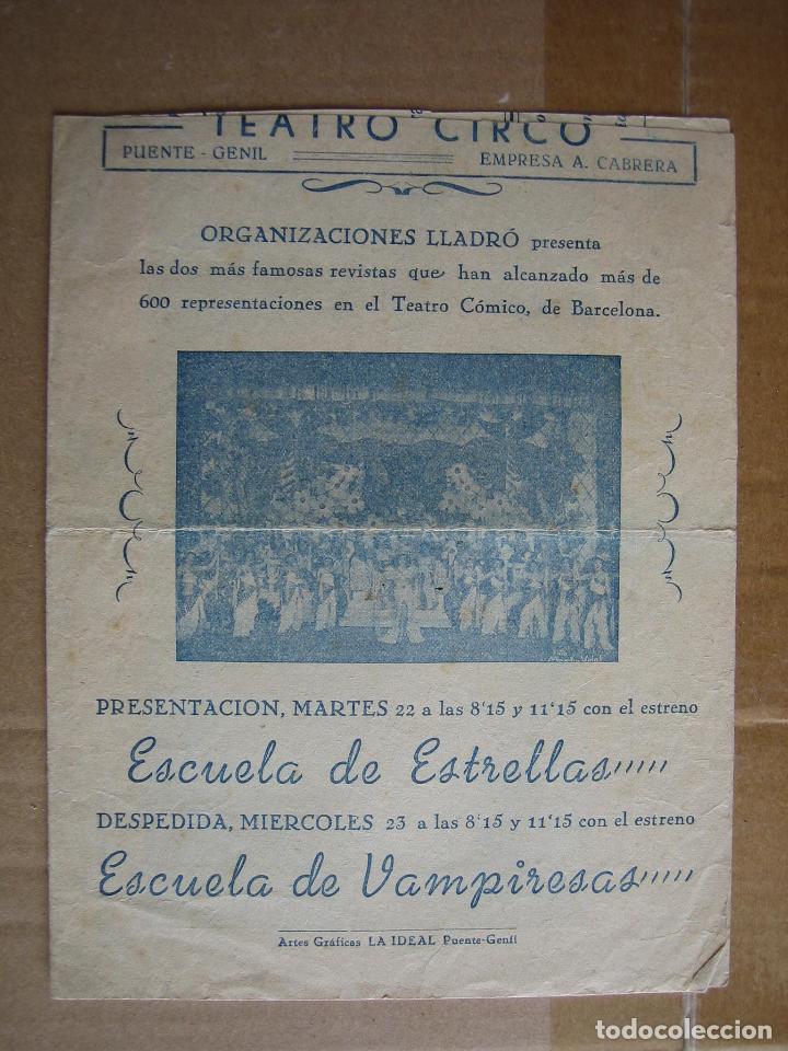 Carteles espect&aacute;culos: Antiguo programa teatro circo. Empresa Cabrera. Puente Genil - Foto 1
