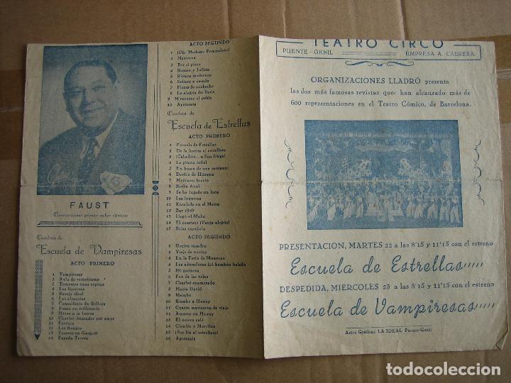 Carteles espect&aacute;culos: Antiguo programa teatro circo. Empresa Cabrera. Puente Genil - Foto 3