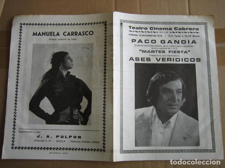 Carteles espect&aacute;culos: Antiguo programa teatro cine Cabrera. Ecija 1978. Paco Gand&iacute;a - Foto 3