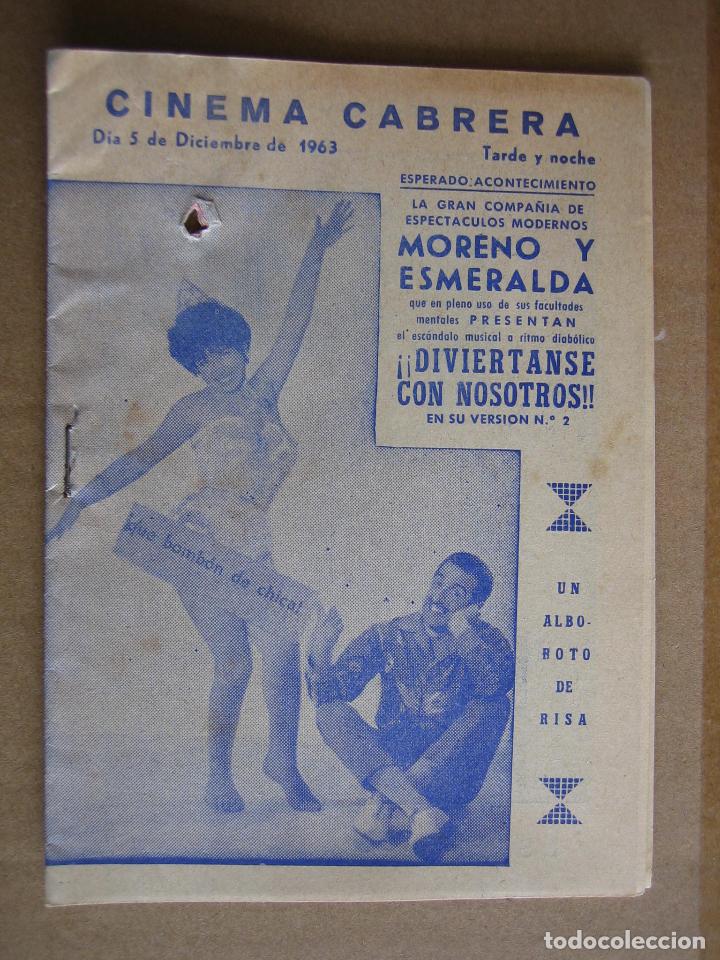 Carteles espect&aacute;culos: Antiguo programa teatro cine Cabrera 1963 - Foto 1