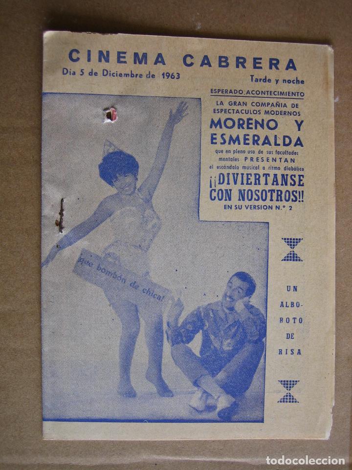 Carteles espect&aacute;culos: Antiguo programa cinema Cabrera. Ecija 1963 - Foto 1