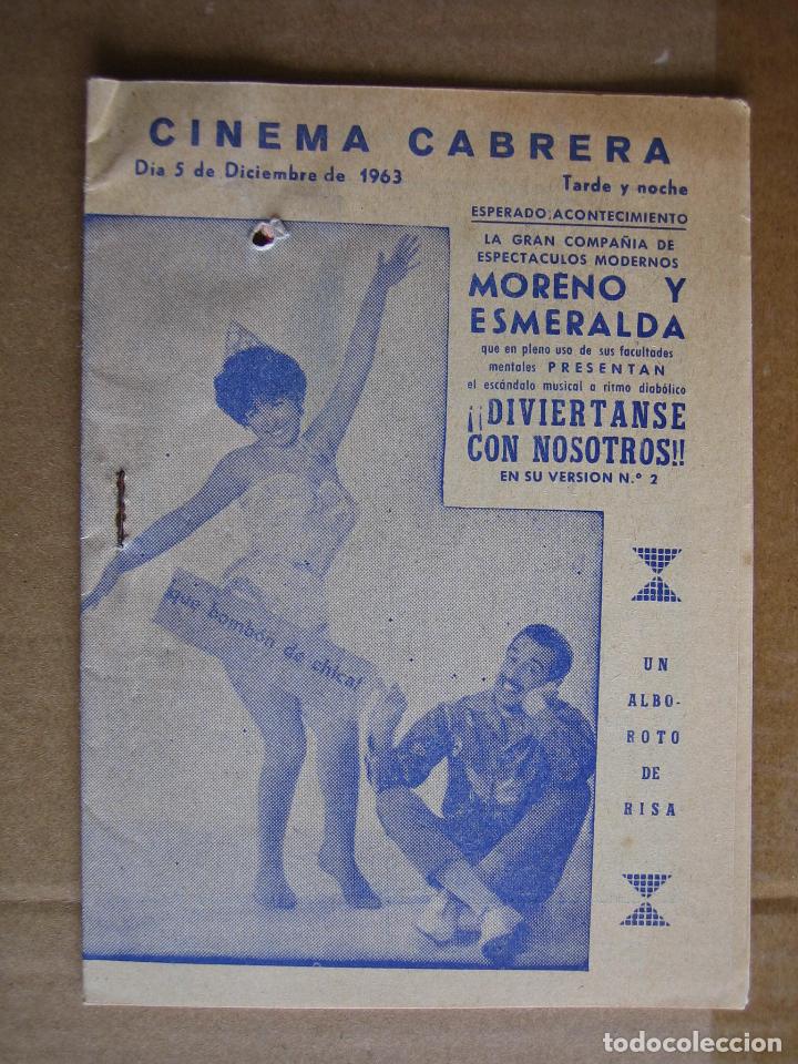 Carteles espect&aacute;culos: Antiguo programa cinema Cabrera. Ecija 1963 - Foto 1