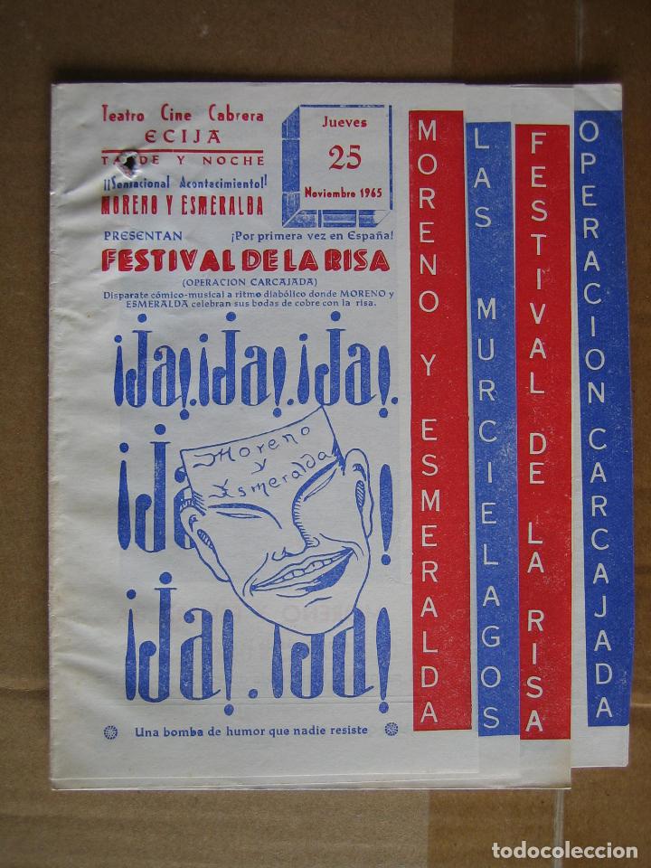 Carteles espect&aacute;culos: Antiguo programa teatro cinema Cabrera. Ecija 1965 - Foto 1