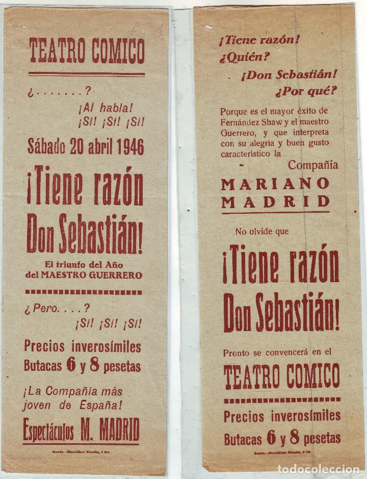 Carteles espect&aacute;culos: DOS CARTELES DEL TEATRO C&Oacute;MICO DE MADRID  1946 - Foto 1