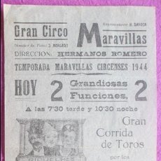 Carteles Espectáculos: CARTEL CIRCO, GRAN CIRCO MARAVILLAS, 1944, HERMANOS RIQUELME, C52