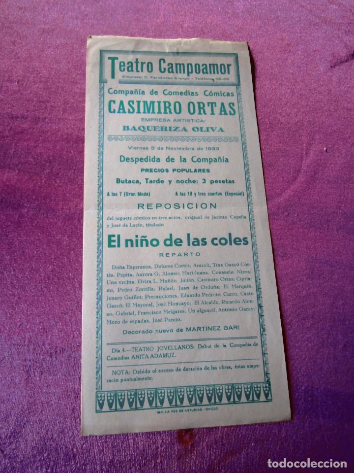 Carteles Espectáculos: CARTEL COMPAÑIA CASIMIRO ORTAS TEATRO CAMPOAMOR AÑO 1933 C55 - Foto 1 - 122560935