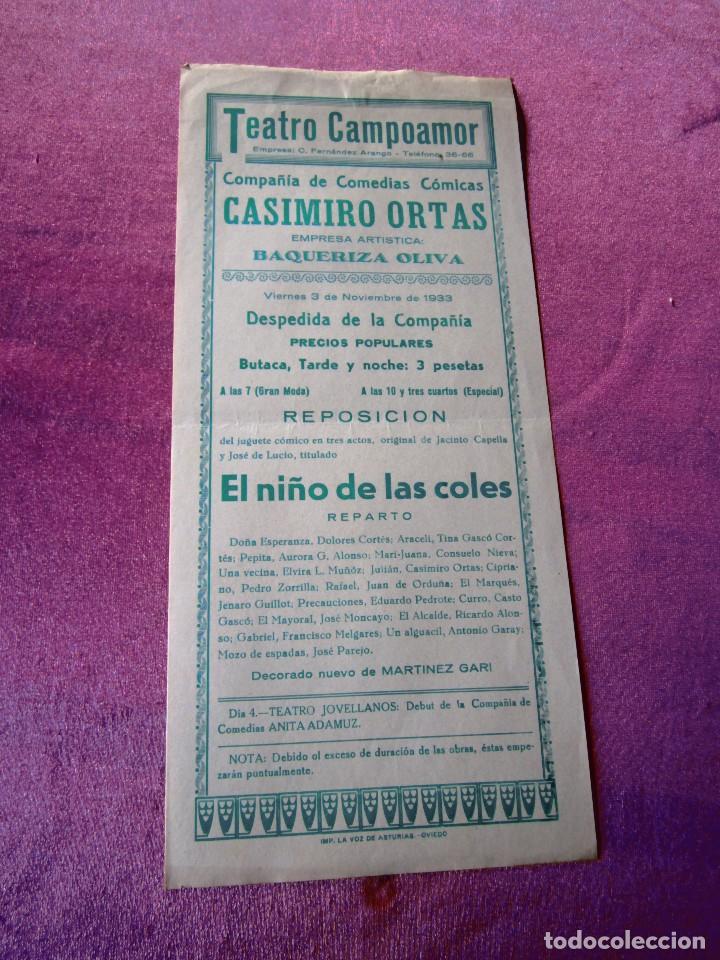 Carteles Espectáculos: CARTEL COMPAÑIA CASIMIRO ORTAS TEATRO CAMPOAMOR AÑO 1933 C55 - Foto 2 - 122560935