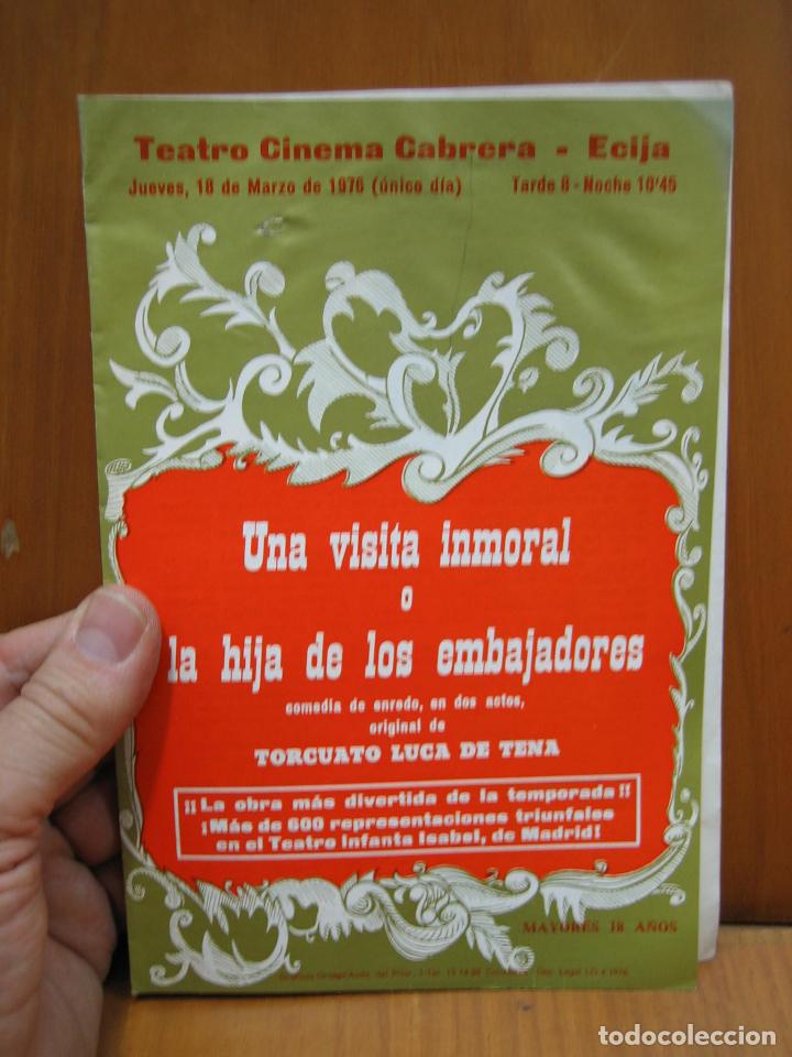 Carteles espect&aacute;culos: Programa de teatro. Teatro cinema Cabrera. Ecija 1976. - Foto 1