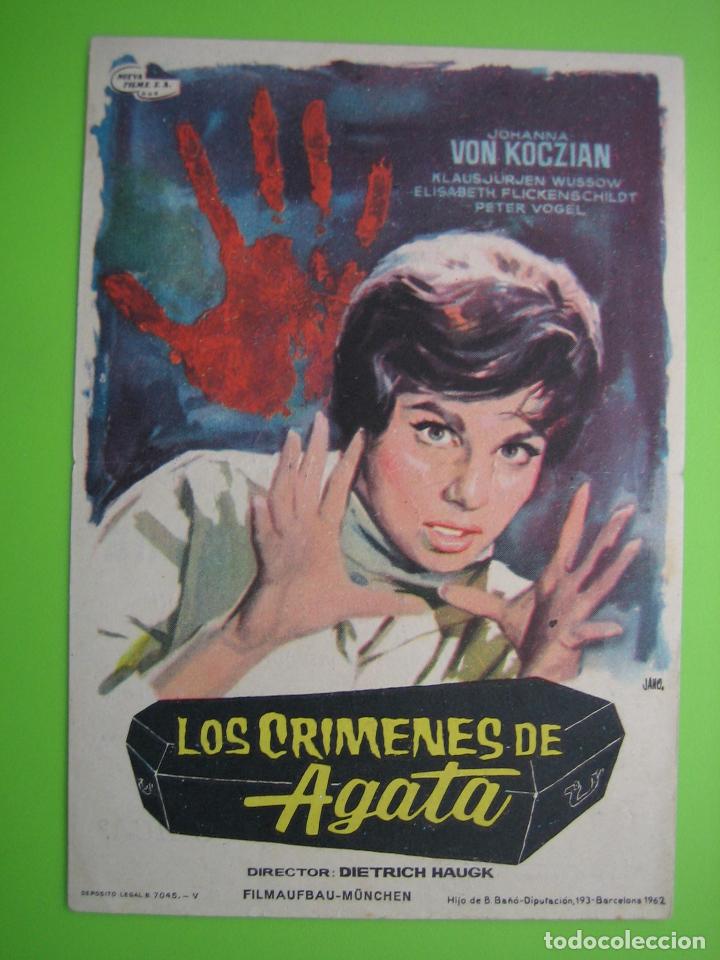 Carteles espect&aacute;culos: Programa de cine. Los cr&iacute;menes de Agata. Cine Victoria - Foto 1