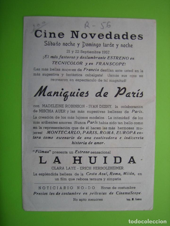 Carteles espect&aacute;culos: 1 Programa de cine. Maniqu&iacute;es de Par&iacute;s. Cine Olimpia - Foto 2