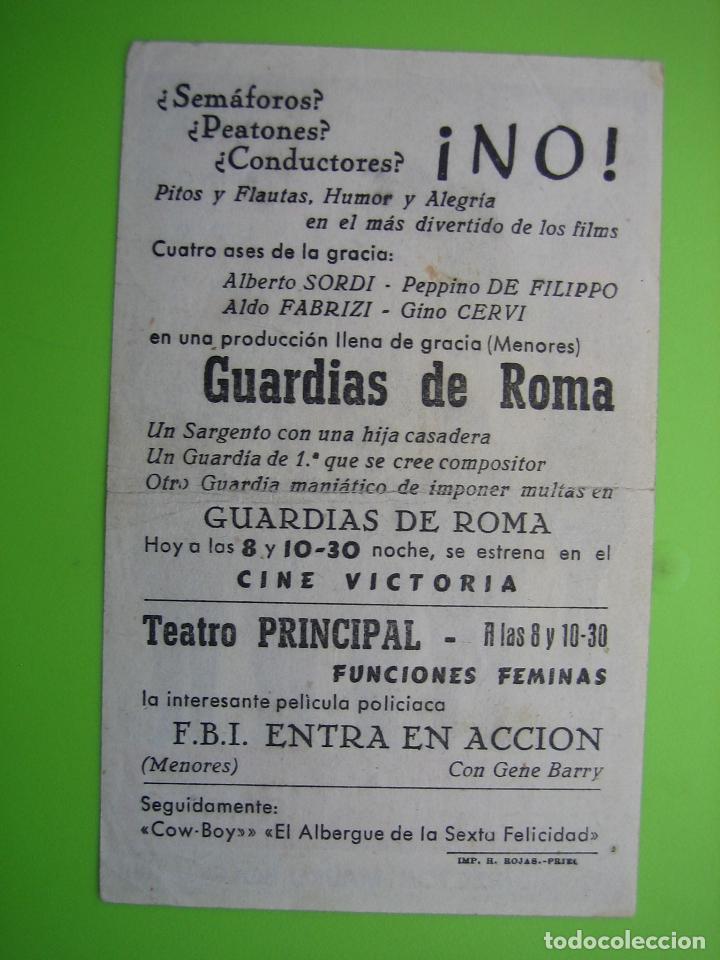 Carteles espect&aacute;culos: 1 Programa de cine. Guardias de Roma. Teatro imperial - Foto 2