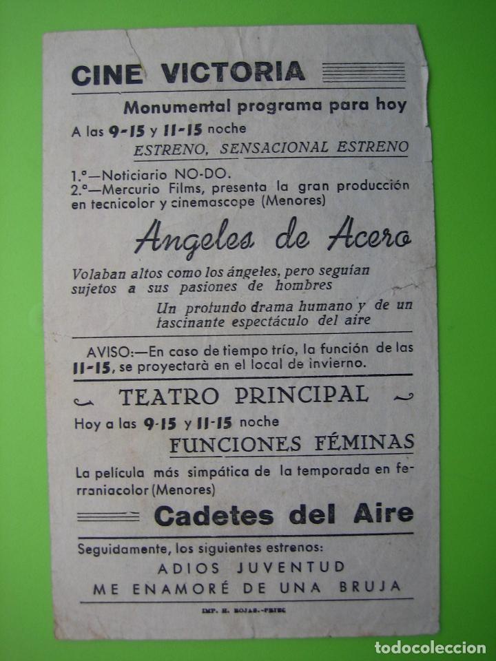 Carteles espect&aacute;culos: 1 Programa de cine. Cadetes al aire. Cine Victoria - Foto 2