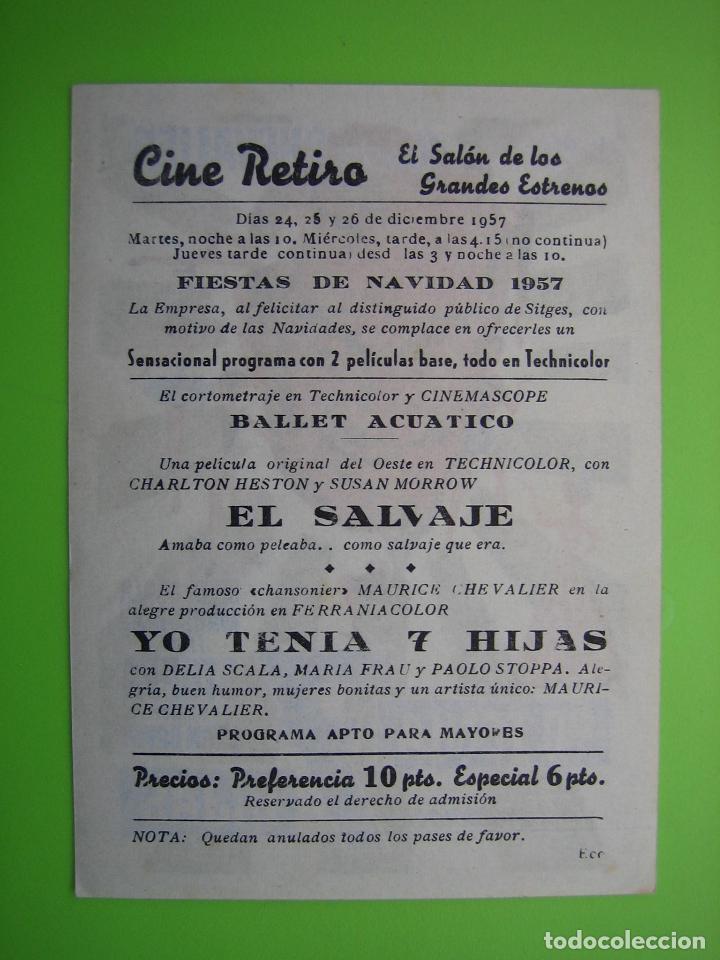 Carteles espect&aacute;culos: 1 Programa de cine. Yo ten&iacute;a 7 hijas. Cine Retiro - Foto 2