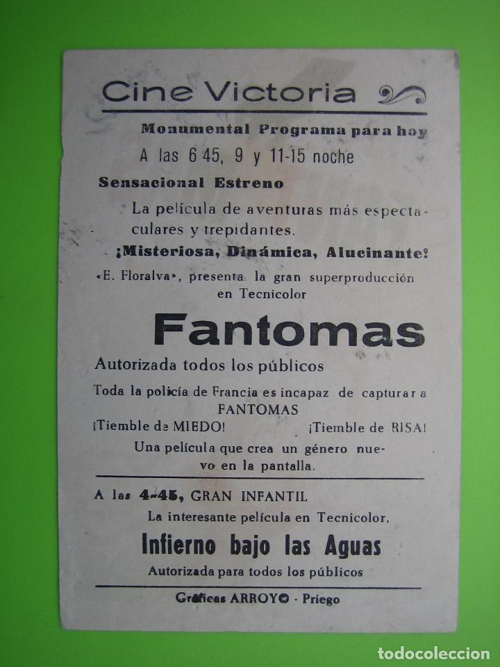 Carteles espect&aacute;culos: 2 Programa de pel&iacute;cula de cine. Fantomas. Cine Victori - Foto 2