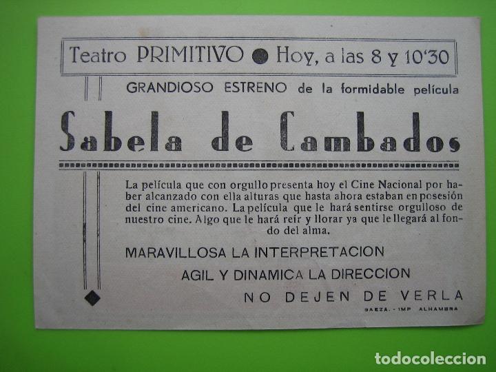 Carteles espect&aacute;culos: 3 Programa de pel&iacute;cula de cine. Sabela de Cambados. Teatro Primitivo - Foto 2