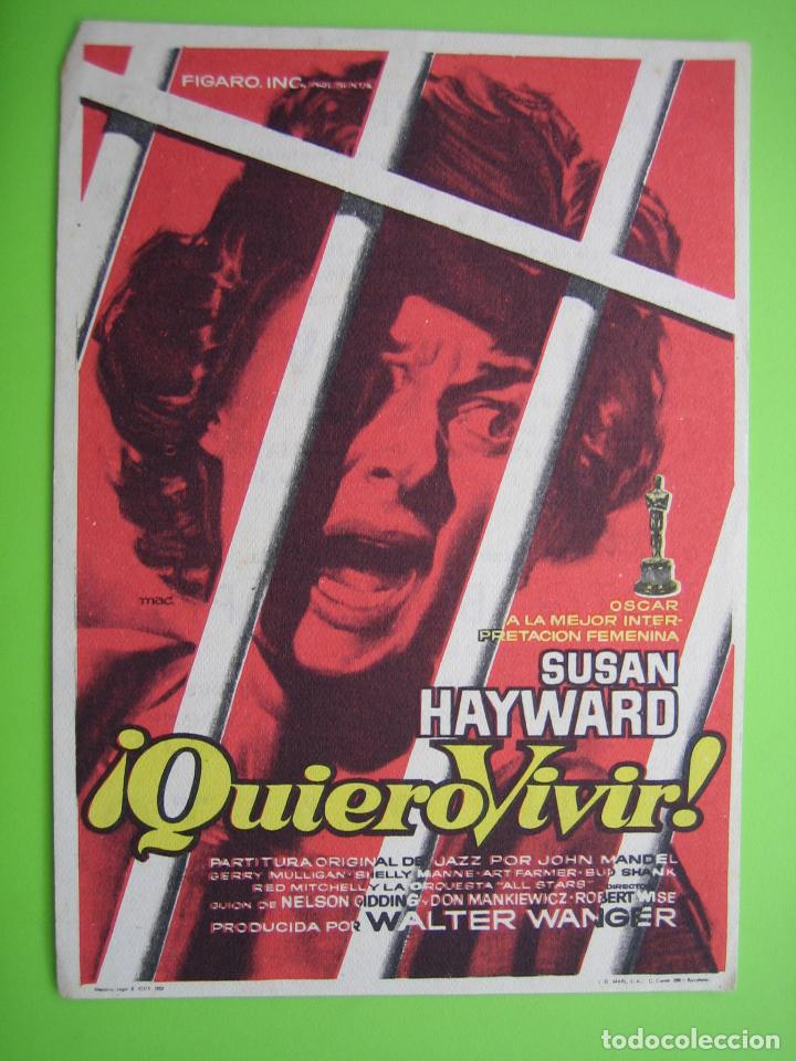 Carteles espect&aacute;culos: 3 Programa de pel&iacute;cula de cine. Quiero vivir. Cine Rialto - Foto 1