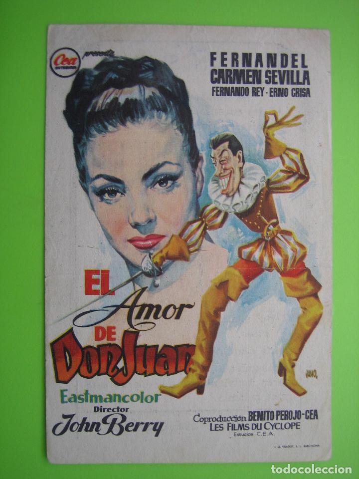 Carteles espect&aacute;culos: 3 Programa de pel&iacute;cula de cine. El amor de Don Juan. Carmen Sevilla - Foto 1