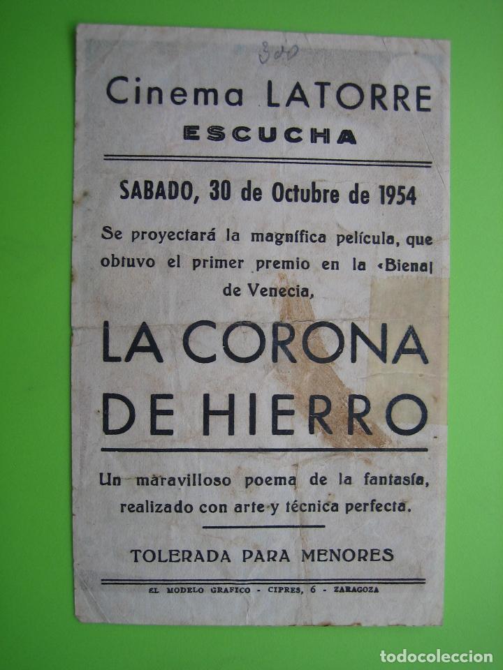 Carteles espect&aacute;culos: 3 Programa de pel&iacute;cula de cine. La Corona de hierro. Cine la Torre - Foto 2
