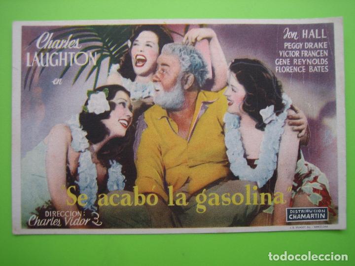 Carteles espect&aacute;culos: 3 Programa de pel&iacute;cula de cine. Se acab&oacute; la gasolina. Monumental 1945 - Foto 1