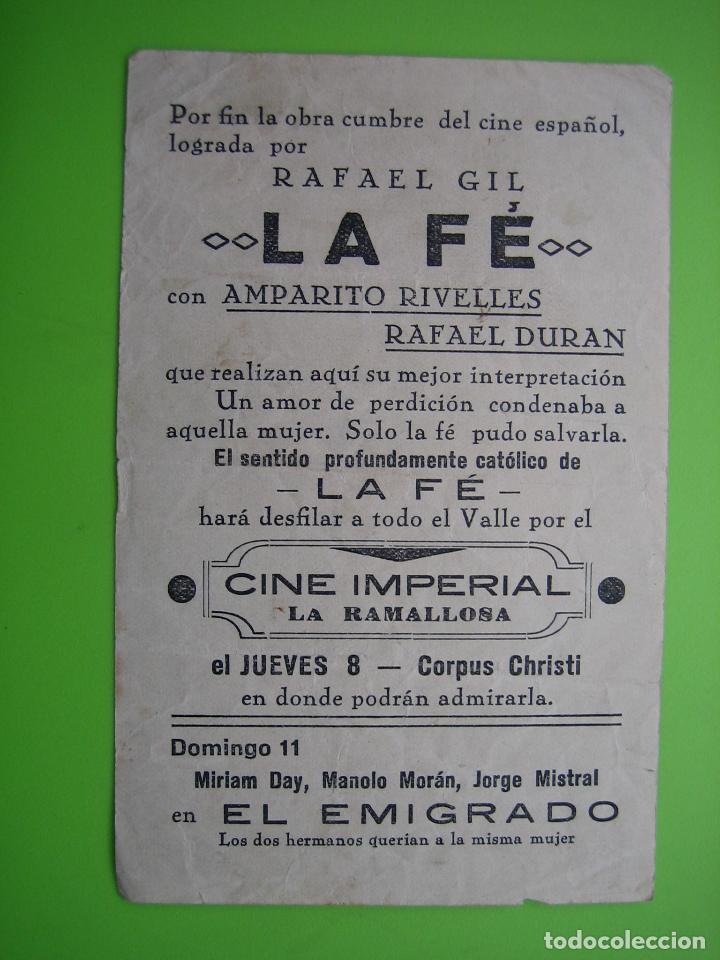 Carteles espect&aacute;culos: 3 Programa de pel&iacute;cula de cine. La fe. Cine imperial. La Remallosa - Foto 2