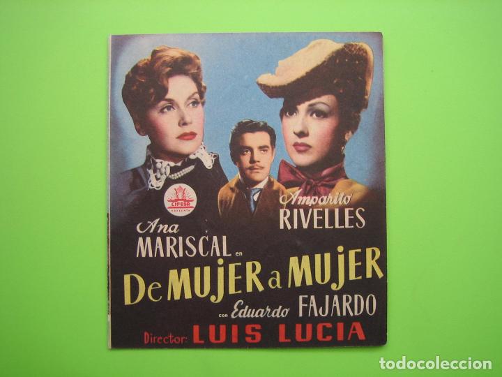 Carteles espect&aacute;culos: 3 Programa de pel&iacute;cula de cine. Programa doble. De mujer a mujer. Cine Monumental - Foto 1