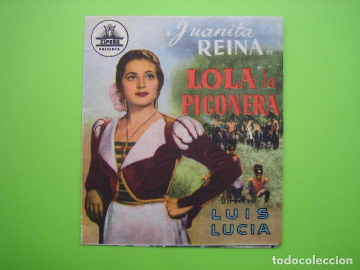 Carteles espect&aacute;culos: 3 Programa de pel&iacute;cula de cine. Programa doble. Lola la piconera. Juanito Reina - Foto 1