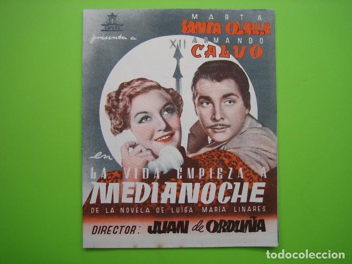 Carteles espect&aacute;culos: 3 Programa de pel&iacute;cula de cine. Programa doble. La vida empieza a media noche - Foto 1