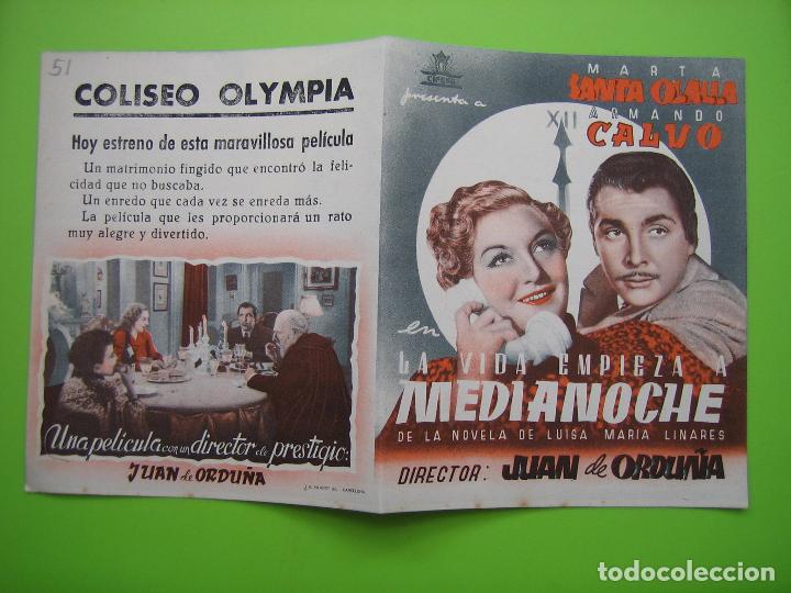 Carteles espect&aacute;culos: 3 Programa de pel&iacute;cula de cine. Programa doble. La vida empieza a media noche - Foto 3