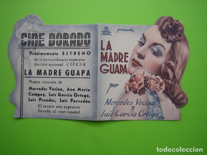 Carteles espect&aacute;culos: 3 Programa de pel&iacute;cula de cine. Programa troquelado. La madre guapa. Cine Dorado - Foto 3