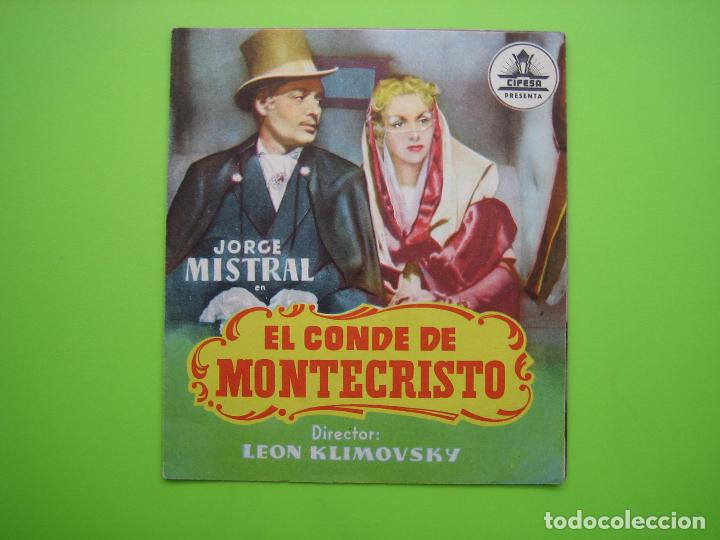 Carteles espect&aacute;culos: 3 Programa de pel&iacute;cula de cine. Programa troquelado. El Conde de Montecristo - Foto 1