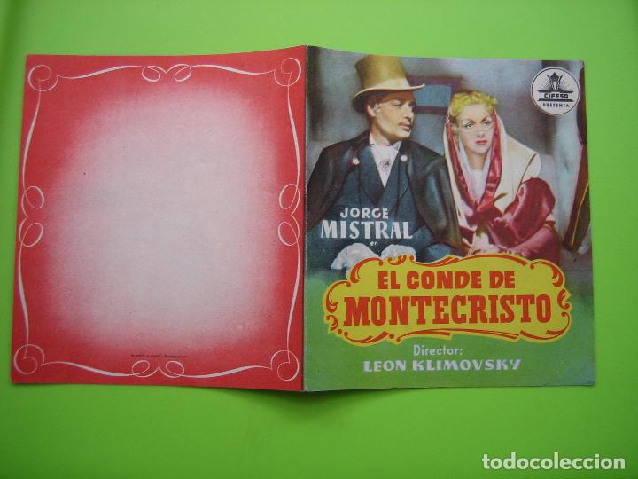 Carteles espect&aacute;culos: 3 Programa de pel&iacute;cula de cine. Programa troquelado. El Conde de Montecristo - Foto 3