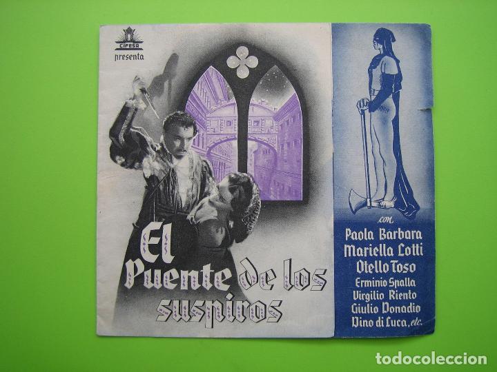 Carteles espect&aacute;culos: 3 Programa de pel&iacute;cula de cine. Programa doble. El puente de los suspiros - Foto 1