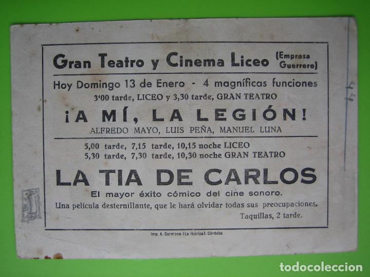 Carteles espect&aacute;culos: 4 Programa de cine. La tia de Carlos. Cinema Liceo - Foto 2