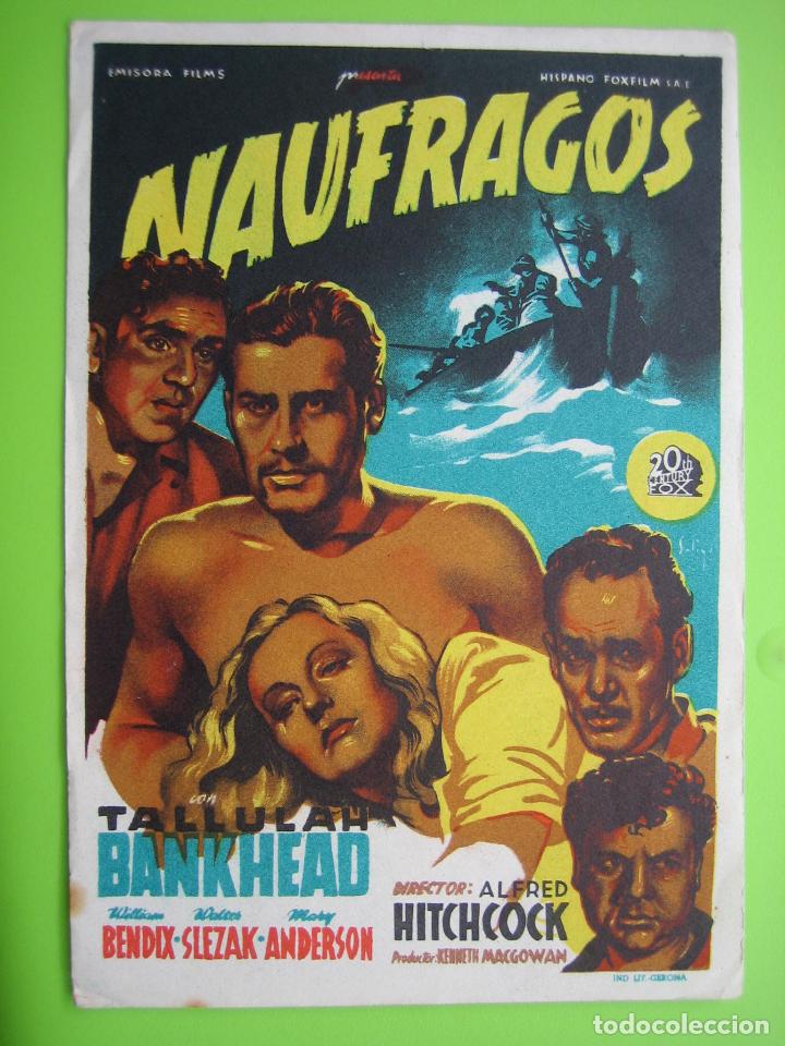 Carteles espect&aacute;culos: 4 Programa de cine.N&aacute;ufragos. Cine Sal&oacute;n 1948 - Foto 1