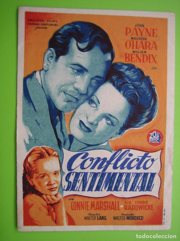 Carteles espect&aacute;culos: 4 Programa de cine. Conflicto sentimental. Cine Miramar - Foto 1