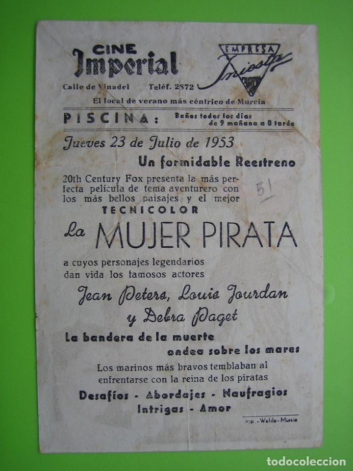 Carteles espect&aacute;culos: 4 Programa de cine. La mujer del pirata. Cine imperial - Foto 2