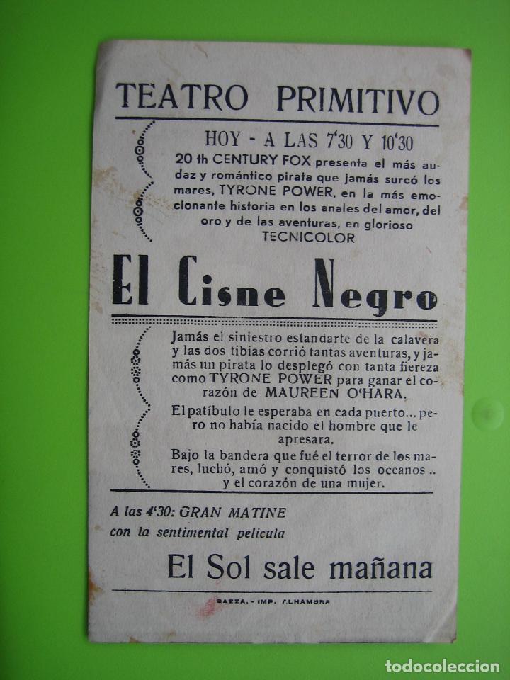 Carteles espect&aacute;culos: 4 Programa de cine. El cisne negro. Teatro Primitivo - Foto 2