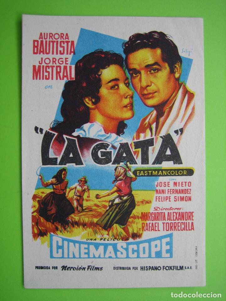 Carteles espect&aacute;culos: 4 Programa de cine. La gata. Cine Palacio - Foto 1